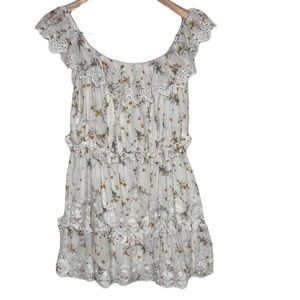 Tularosa Berklee Off Shoulder Floral Eyelet Embroidered Mini Dress Women Size M